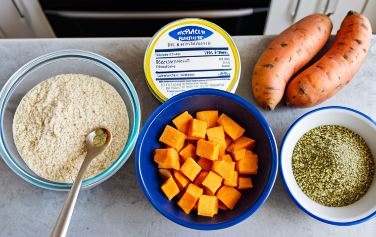 고양이 간식 만들기 - Tuna Temptation Treat Prep**
"Close-up shot of a clean kitchen counter with ingredients for homemad...