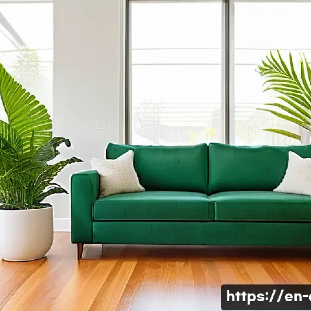 고양이 털 알레르기 관리법 - **Allergen Sanctuary Living Room:** A brightly lit, modern living room designed for comfort and alle...